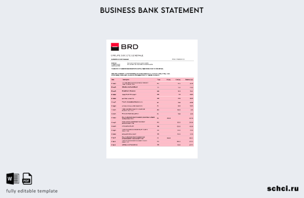 цифровая загрузка выписки по счету организации BRD Bank Шаблон в формате Word и 